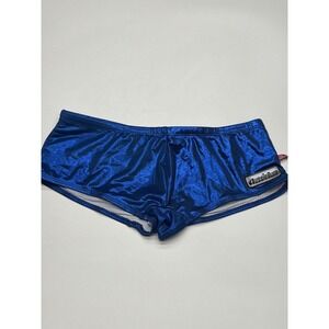 AussieBum Mens Metallic Blue Shiny Swim Trunks Size L